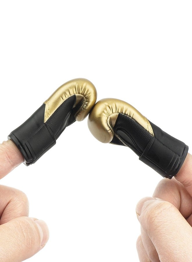 AQKILO Boxing Gloves Mini Finger Puppets, Knock Out Your Stress! Weird Stuff Random White Elephant Gifts, Gold - 2Pcs - Image 1